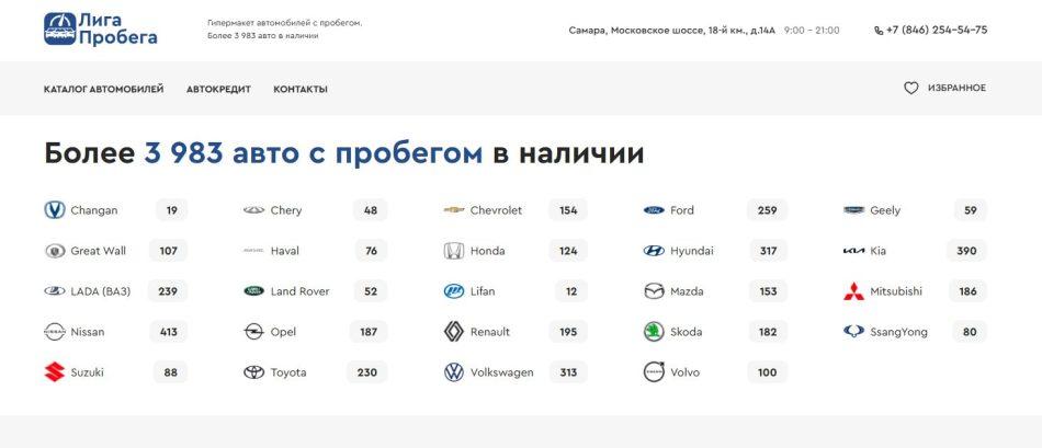 Автосалон Лига Пробега Самара сайт